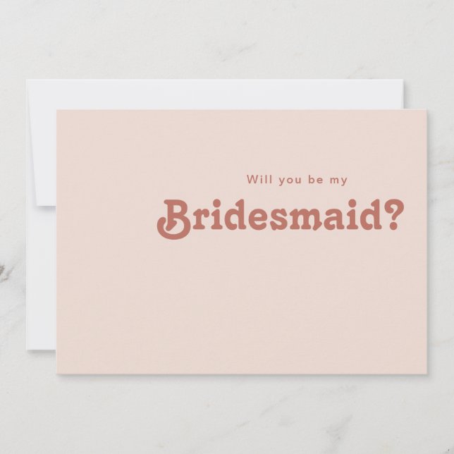 Invitación Simple Retro Vibes Rubor Bridesmaid Propuesta (Anverso)
