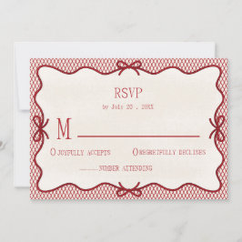 Invitación simple rojo y crema superpuesta foto rsvp Invitaci