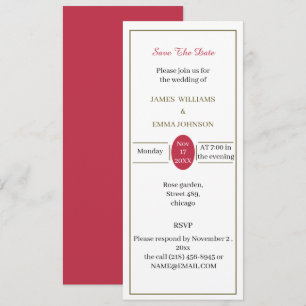 Invitación Simple Rojo Y Verde Personalizado Guardar La Fecha