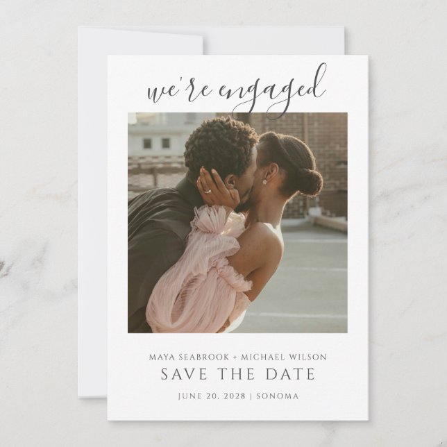 Invitación Simple Romantic Photo Wedding Save The Date (Anverso)