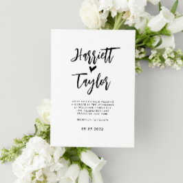 Invitación Simple romántico adorable Boda de guiones de coraz