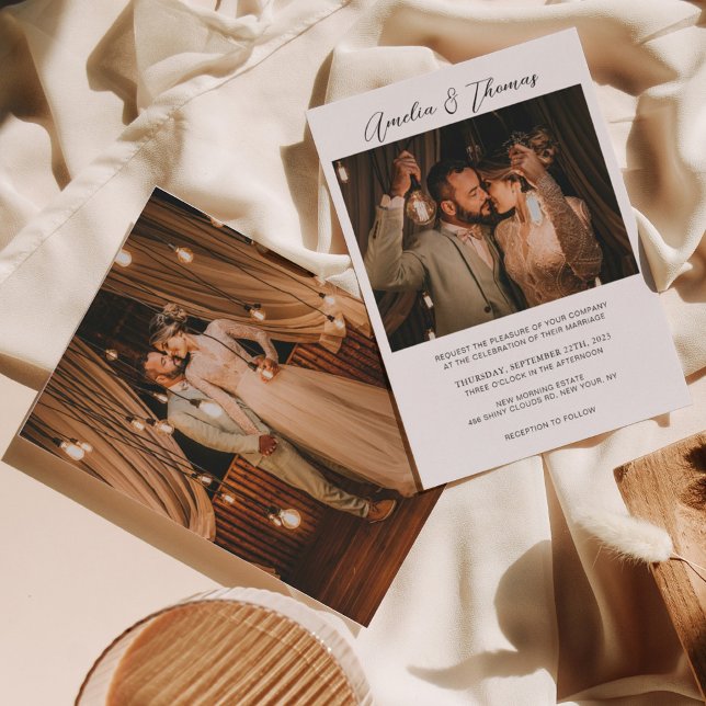 Invitación Simple Romántico Minimalista Dos Bodas de fotograf (Subido por el creador)