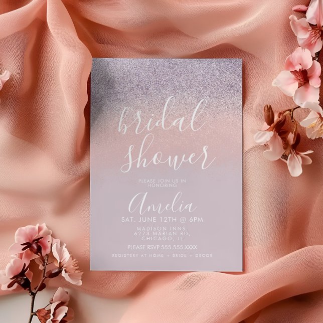 Invitación Simple Rosa Dorado Rosa Bridal Shower Glitter (Subido por el creador)
