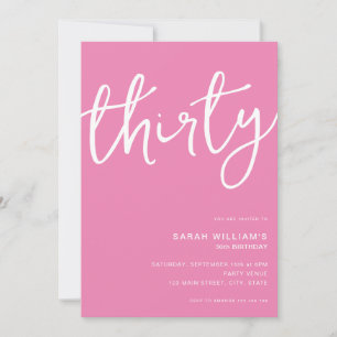Invitación Simple rosa moderno 30 cumpleaños