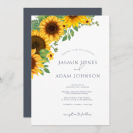 Invitación Simple Royal Blue Opulence Sunflowers Boho Boda