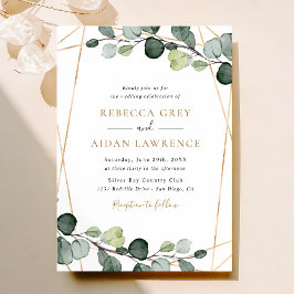 Invitación Simple Rustic Eucalyptus Greenery Gold Boda