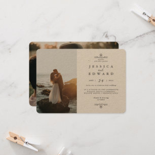 Invitación Simple Rústico Kraft 2 Fotos Boda