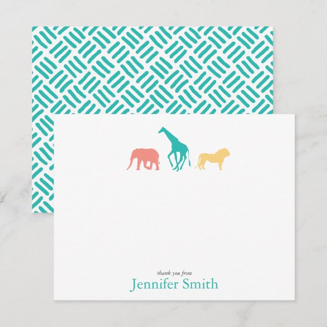 Invitación Simple Safari Animal Personaliza Stationery Boy (Anverso / Reverso)