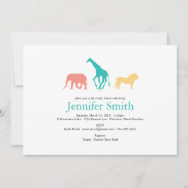 Invitación Simple Safari Animal Silhouette Boy Baby Shower