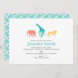 Invitación Simple Safari Animal Silhouette Boy Baby Shower