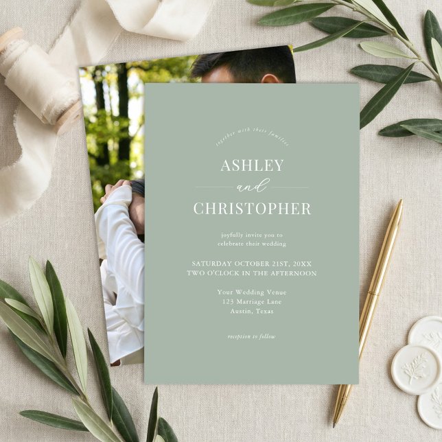 Invitación Simple Sage Green Modern Elegant Wedding (Subido por el creador)