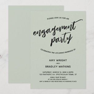 Invitación Simple Sage Modern Handwriter Engagement Party