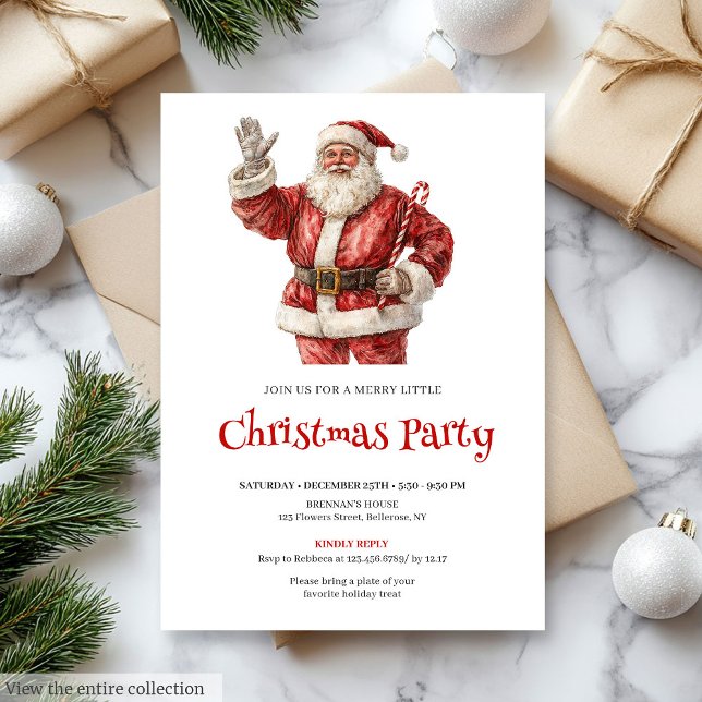 Invitación Simple Santa Claus Editable Christmas Office   (Simple Santa Claus Editable Christmas Office Invitation

)