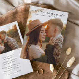 Invitación Simple Script 2 Foto de Compromiso de Boda