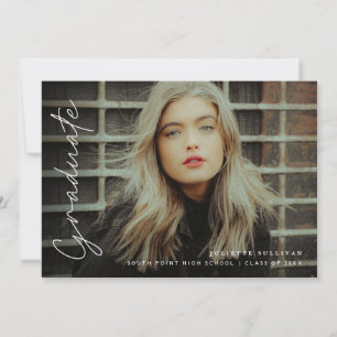 Invitación Simple Script 4 Photo Graduation Party