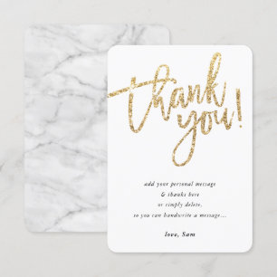 Invitación SIMPLE SCRIPT gracias nota tipo purpurina oro