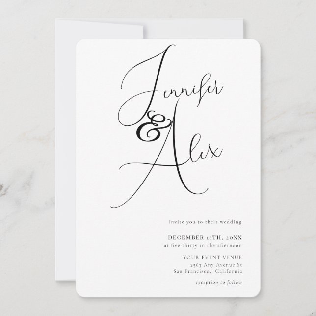 Invitación Simple Script Minimalist Photo Collage Wedding  (Anverso)