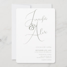 Invitación Simple Script Minimalist Photo Collage Wedding 