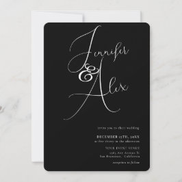 Invitación Simple Script Minimalist Photo Collage Wedding 