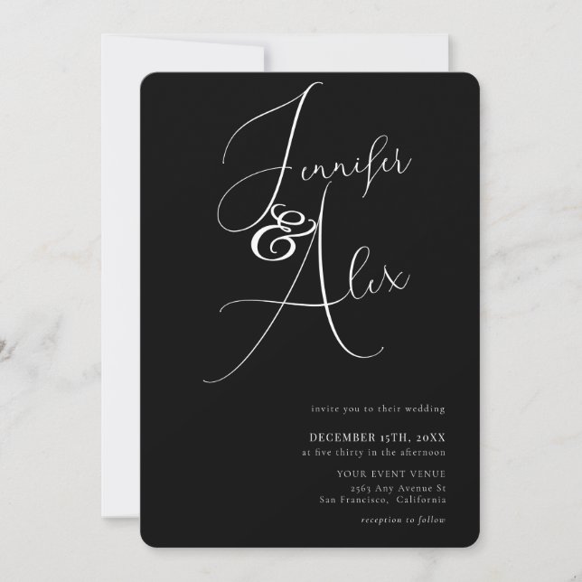 Invitación Simple Script Minimalist Photo Collage Wedding  (Anverso)