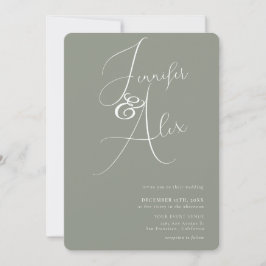 Invitación Simple Script Minimalist Photo Collage Wedding 
