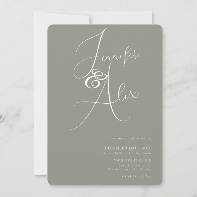 Invitación Simple Script Minimalist Photo Collage Wedding  (Anverso)