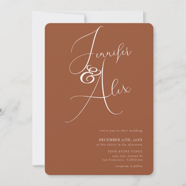 Invitación Simple Script Minimalist Photo Collage Wedding  (Anverso)