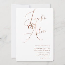 Invitación Simple Script Minimalist Photo Collage Wedding 