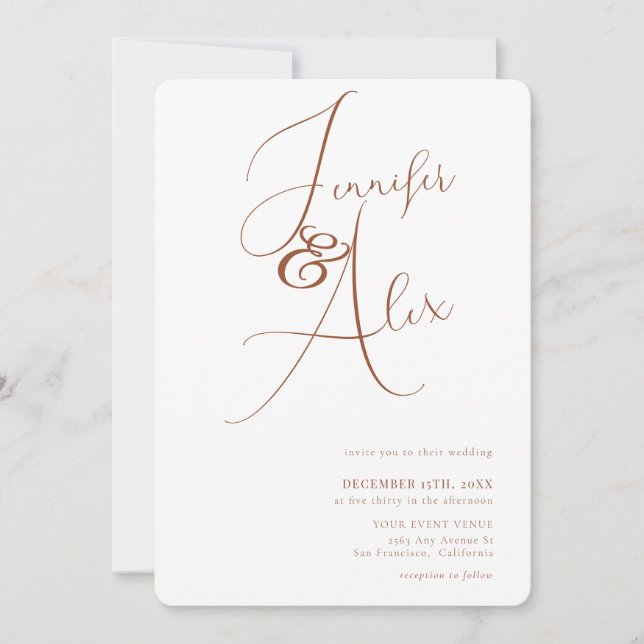 Invitación Simple Script Minimalist Photo Collage Wedding  (Anverso)