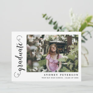 Invitación Simple Script Modern 2 Photo Graduation Party