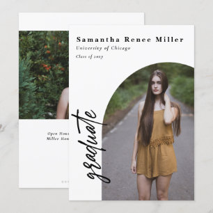 Invitación Simple Script Moderno Arco 2 Foto Graduación