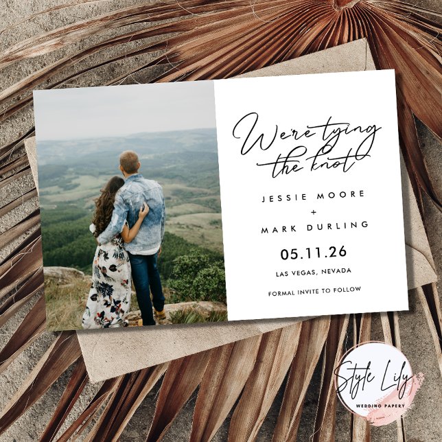Invitación Simple Script Photo Wedding Guardar la fecha (Subido por el creador)