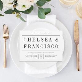 Invitación Simple Serif Moderno Typography Boda