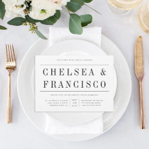 Invitación Simple Serif Moderno Typography Boda