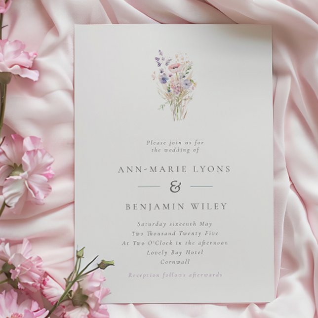 Invitación Simple Spring Lilac Wildflowers Boda (Subido por el creador)