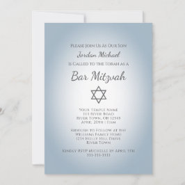 Invitación Simple Star of David Modern Bar Mitzvah Blue