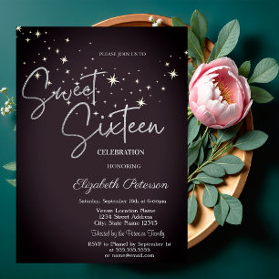 Invitación Simple Stars Burgundy Sweet 16 