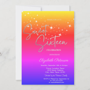 Invitación Simple Stars Ombre Dulces 16 