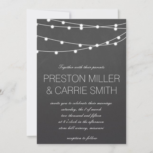 Invitación Simple String of Lights Wedding Invita| Boda (Anverso)