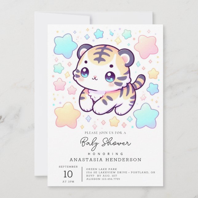 Invitación Simple Sweet Tiger Baby Shower (Anverso)