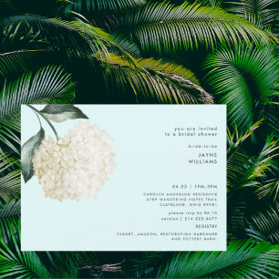 Invitación Simple Tallo de Hortensia Seafoam Desayuno Nupcial