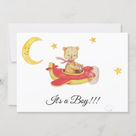Invitación *~* Simple Teddy Oso Red Plano Baby Boy Shower