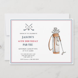 Invitación Simple tema de golf PAR- TEE Cumpleaños