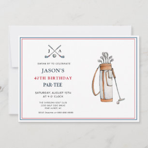 Invitación Simple tema de golf PAR- TEE Cumpleaños