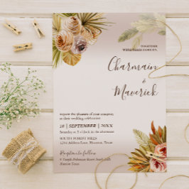 Invitación Simple terracota Boho Pampas Boda
