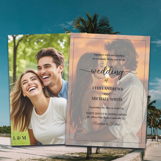 Invitación Simple Texto Superpuesto Foto Boda (Subido por el creador)