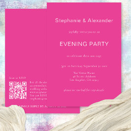 Invitación Simple tipografía Hot Pink QR Wedding Party