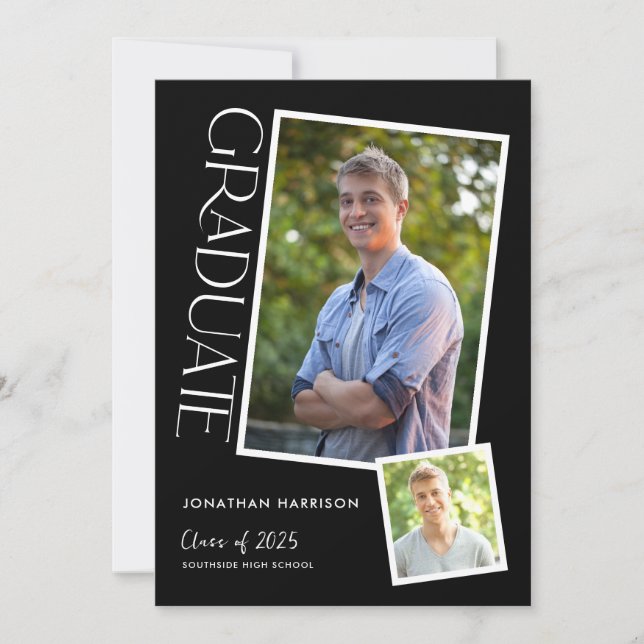 Invitación Simple tipografía moderna 2 fiesta de graduación d (Anverso)