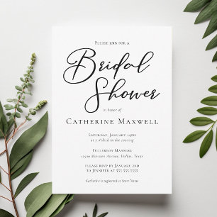 Invitación Simple tipografía negra Moda moderna ducha de novi