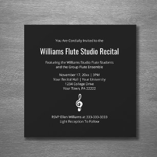 Invitación Simple Treble Clef Music Concierto Recital Negro